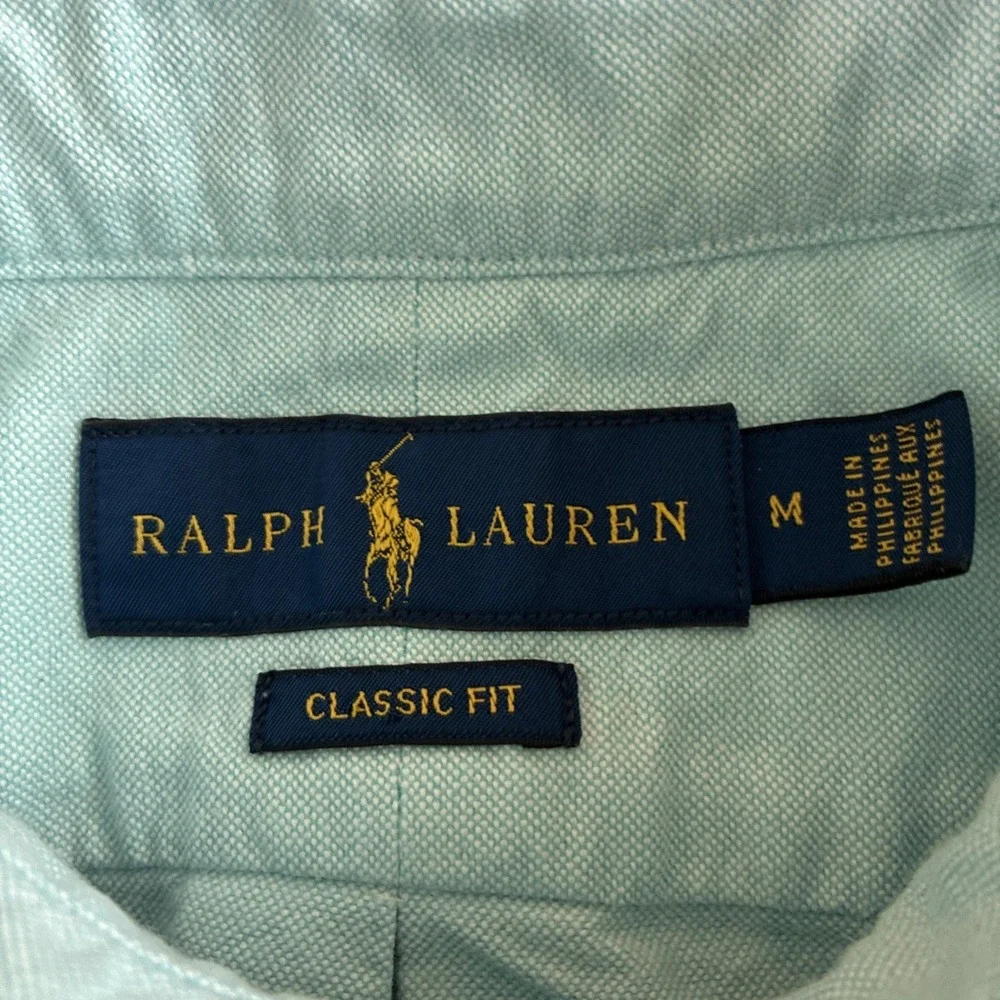Polo Ralph Lauren Classic Fit Short Sleeve Chambray Shirt Aqua Teal Flesh Pony